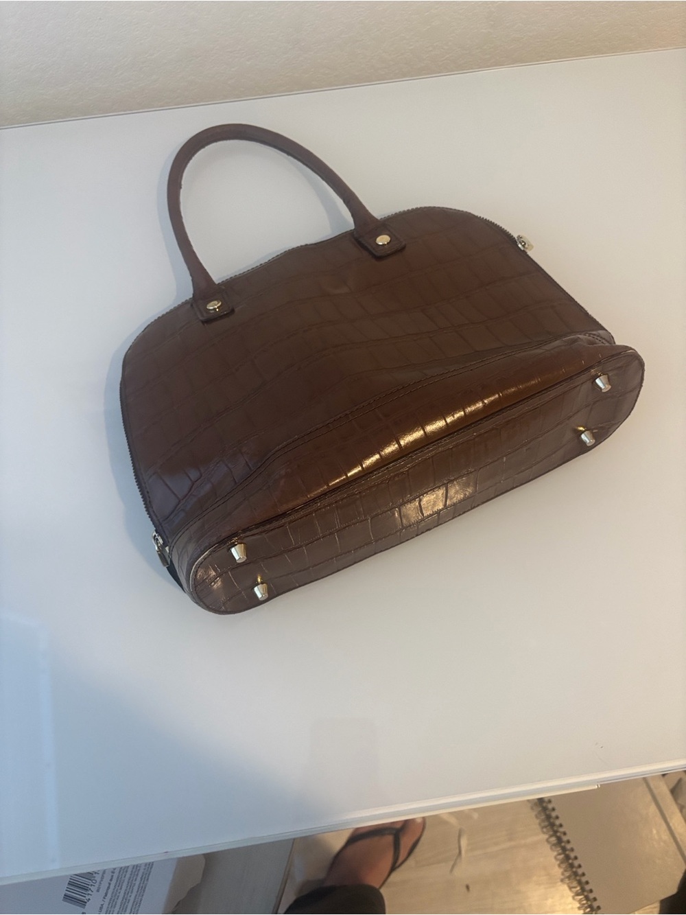 Brooks Brothers Croc-Embossed Structured Tote